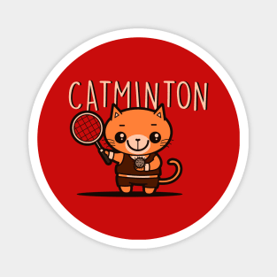 Catminton Original Cute Kawaii Pun Funny Sporty Cat Hairball Tennis Badminton Magnet